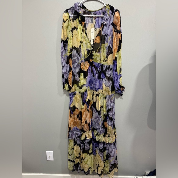 NWT Anthropologie Marais Printed Chiffon Maxi Dress size Small - Picture 2 of 11